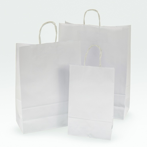 [BOLSAS-BP0-DF] Bolsas Papel Kraft Blancas - Con Manija y Sin Manija (Si, 10x6x15.5)